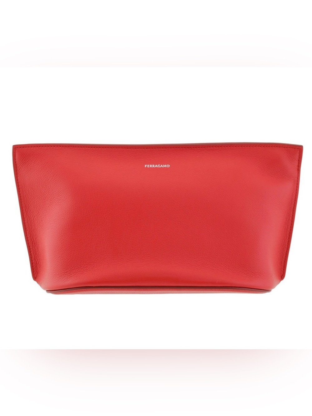 Salvatore Ferragamo Coral Red Leather Wristlet Clutch